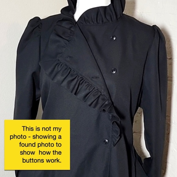 Vintage Bonders Ruffled Black Victorian Style Rain Coat - S (?) - c measurements - Picture 10 of 10